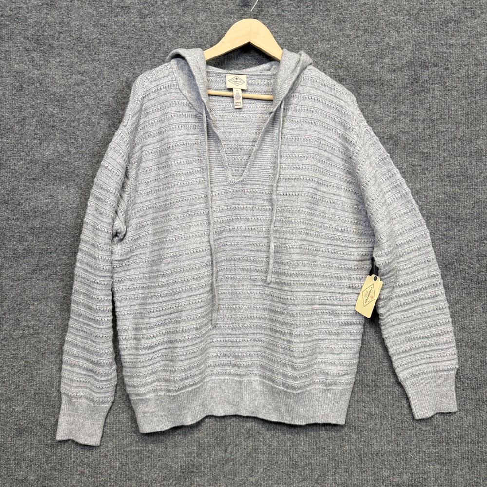 St. John's Bay XL Hooded Sweater Heather Gray Nylon Blend Textured Knit Chunky